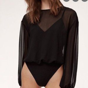 Aritzia Bodysuit Blouse in Navy Size Small
